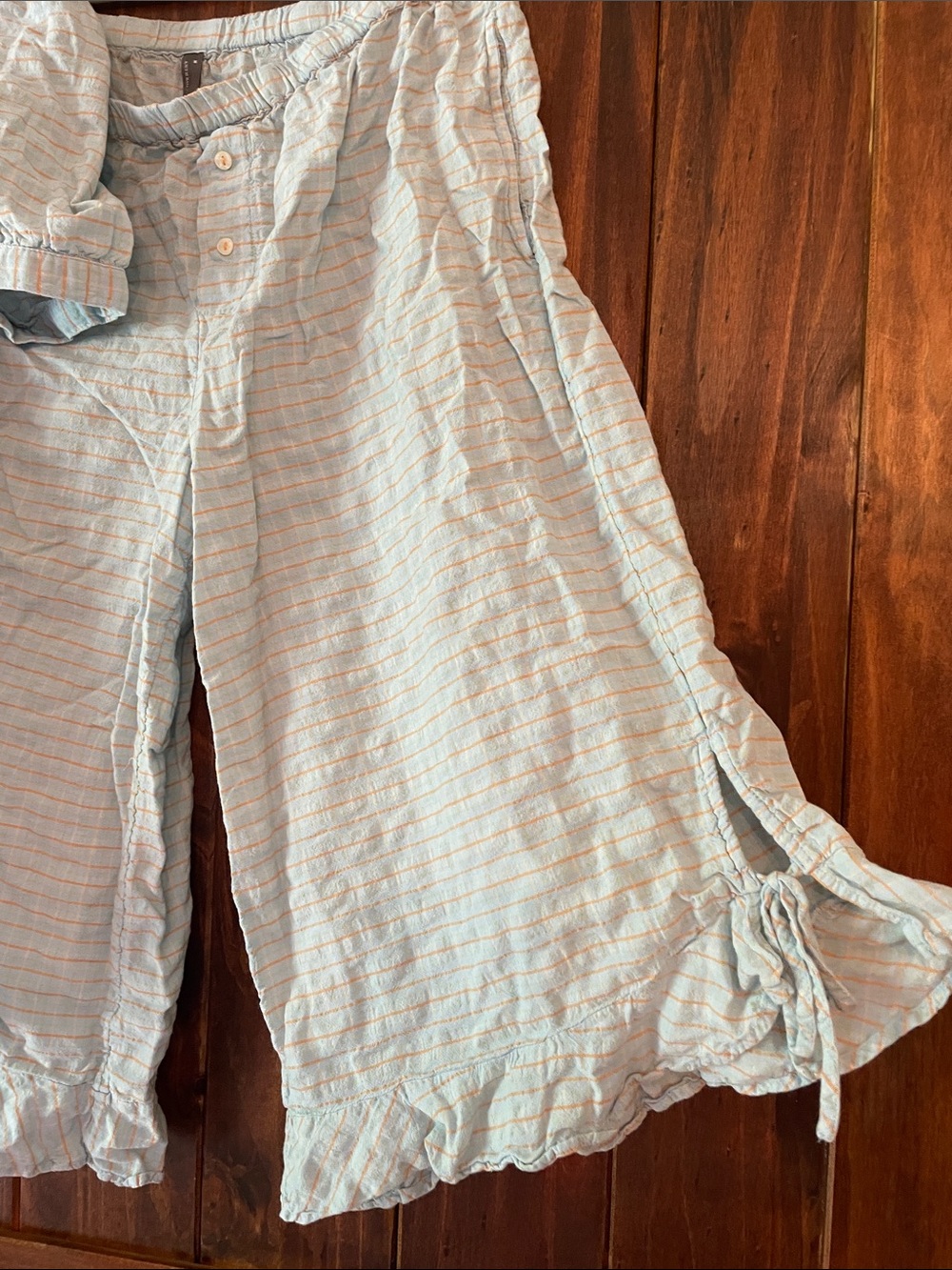 Anthropologie Light Blue Ruffle Capri Pajama Set - Picture 8 of 15